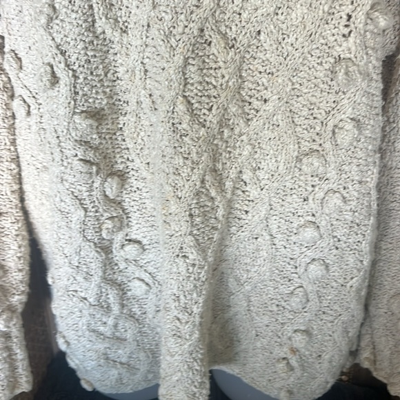 Quills Woolen Market Ireland hand diamond knit oatmeal colored fisherman… - Picture 7 of 13